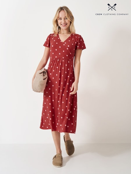 Crew Clothing Brown Edith Wrap-Front Jersey Dress (F64119) | €83