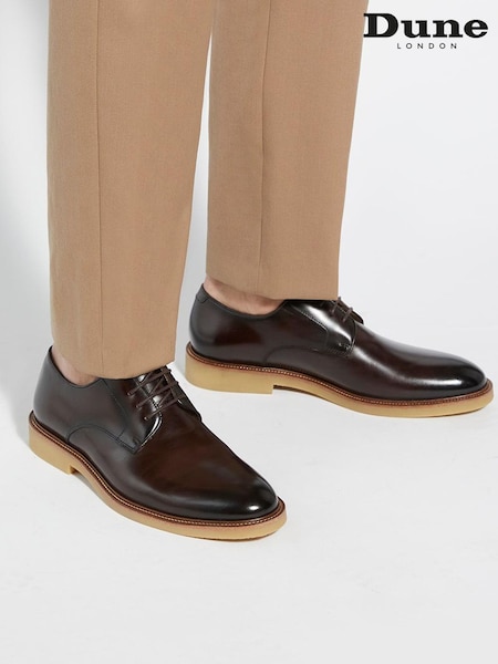 Dune London Brown Banford Crepe Sole Gibson Shoes (F64124) | €144