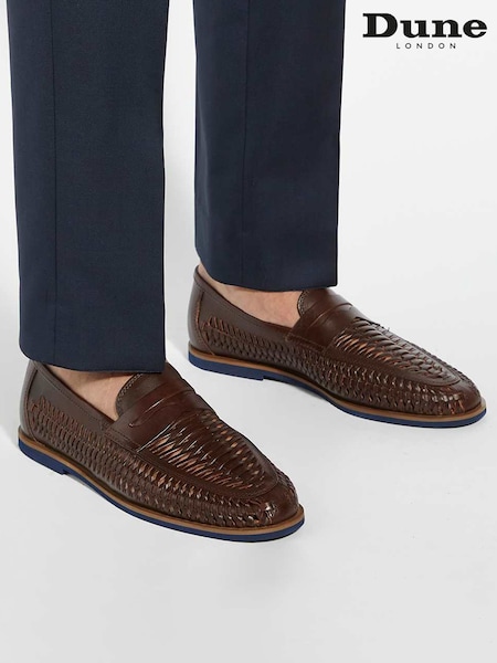 Dune London Brown Bresley Woven Loafer Shoes (F64125) | €140