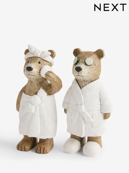 Set of 2 Natural Bertie Bear Spa Ornaments (F64140) | AED56
