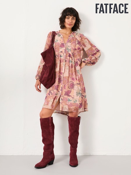 FatFace Steph Rose Pink Patched Chintz Petite Dress (F64147) | €93