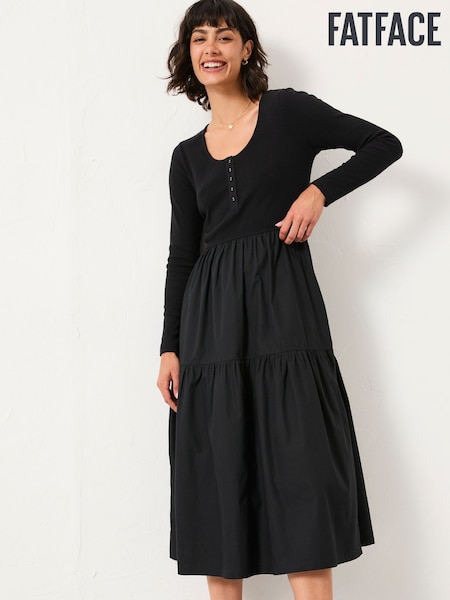 FatFace Louise Black Petite Jersey Woven Dress (F64158) | € 69