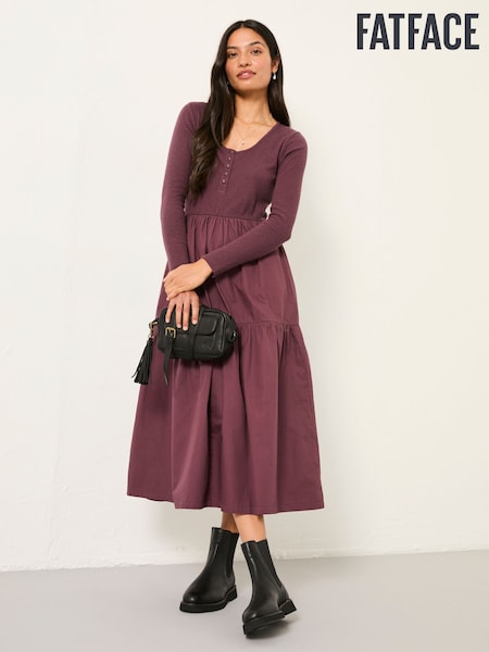 FatFace Jersey Woven Midi Dress (F64171) | R$ 585