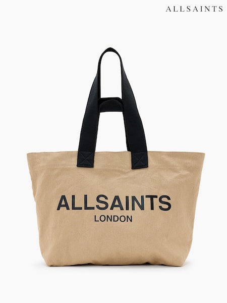 AllSaints Brown Ali Canvas Tote 100% Cotton Bag (F64197) | €126