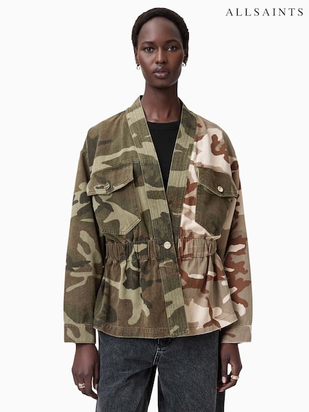 AllSaints Green Amelia Camo Jacket (F64199) | €285