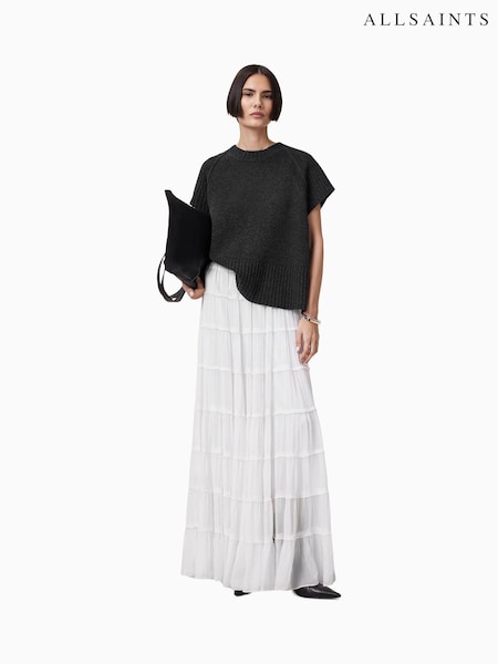 לבן - AllSaints Eva Maxi Skirt (F64238) | ‏900‏₪