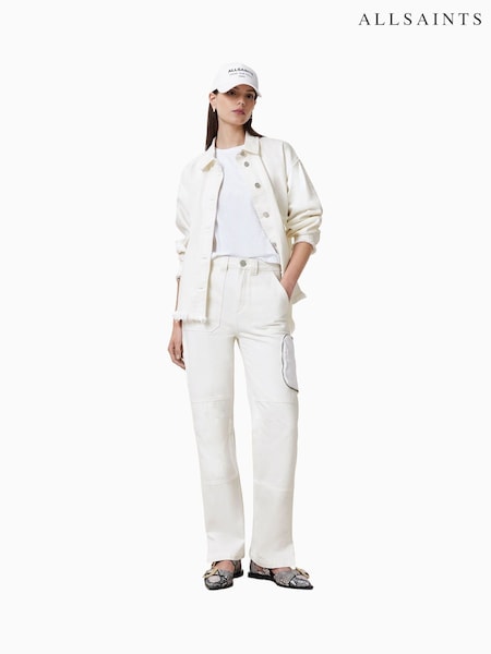 AllSaints White 100% Organic Cotton Florence Cargo Jeans (F64254) | €197