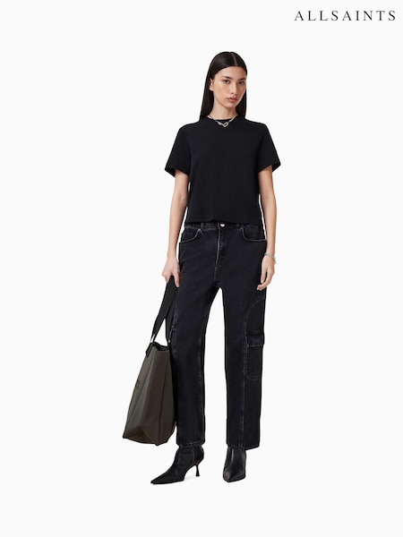 AllSaints Black Lisa 100% Organic Cotton T-Shirt (F64257) | 223 QAR