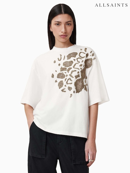 Blanco - AllSaints Flow 100% Organic Cotton Amelie T-Shirt (F64274) | 154 €
