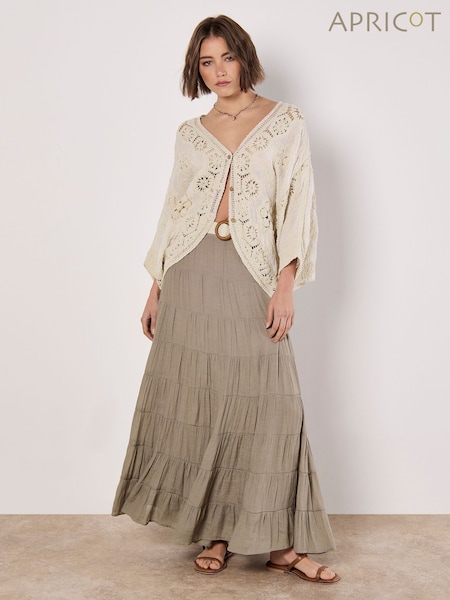 Apricot Natural Multi Tier Slub Shimmer Skirt (F64307) | €53