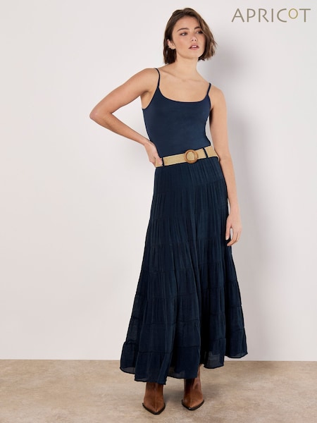 Apricot Blue Multi Tier Slub Shimmer Skirt (F64308) | €53