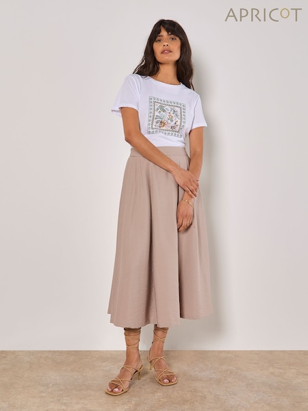 Apricot Natural Pleated Full Super A-Line Skirt (F64309) | €51