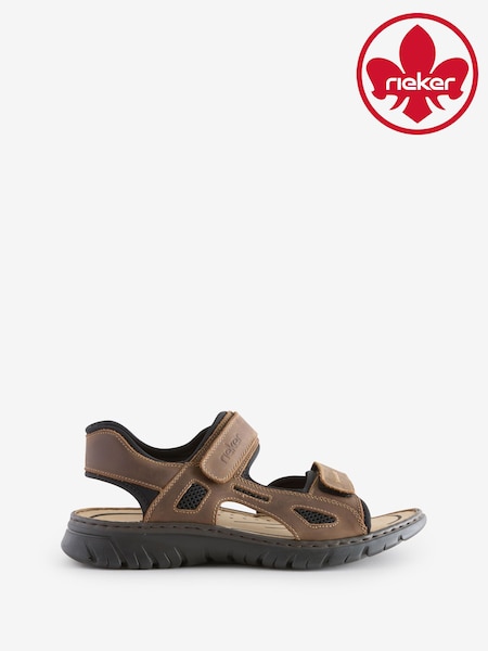Rieker Mens Hook & Loop Brown sandals (F64424) | €103
