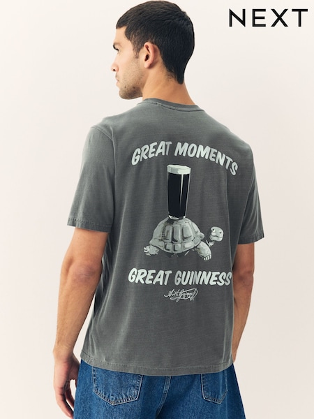 Grey Washed Relaxed Fit Guinness Licence T-Shirt (F64439) | AED105