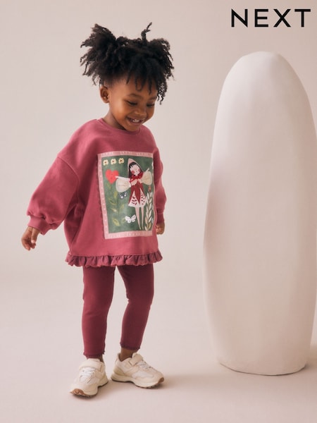 Burgundy Red Fairy Frill Hem Sweatshirt & Leggings Set (3mths-7yrs) (F64476) | €21 - €26