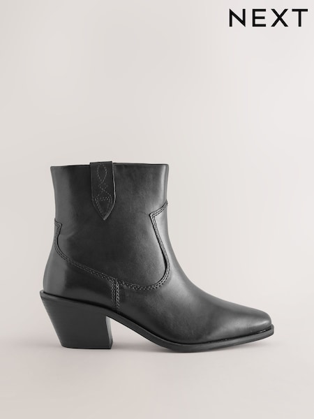 Cuero negro - Forever Comfort® Cowboy Block Heel Ankle Boots (F64509) | 78 €