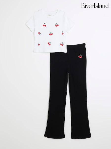 River Island Black Girls 100% Cotton Kickflare Set (F64570) | €29