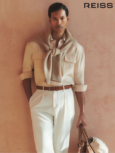 Reiss Stone Eze Linen Twin-Pocket Overshirt (F64578) | €200