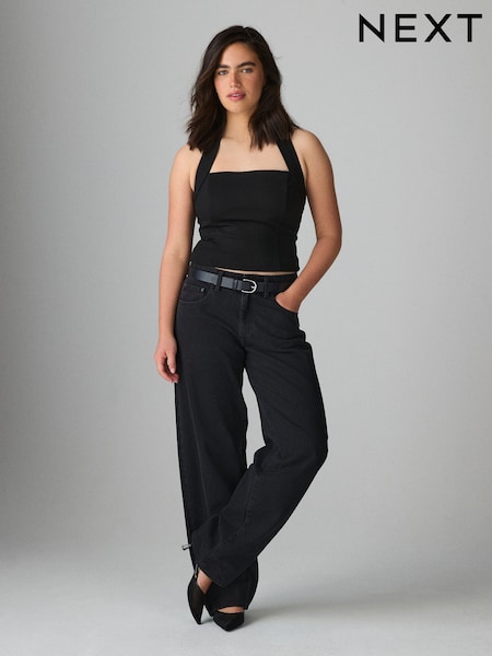 Washed Black Hourglass Baggy Wide Leg Jeans (F64601) | € 42