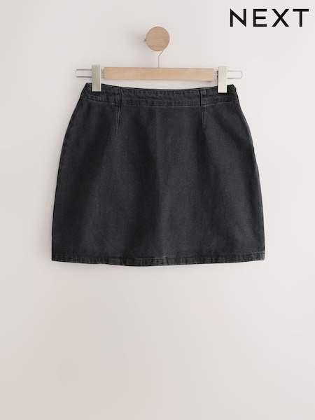 Preto - Mini Hourglass Denim Skirt (F64604) | R$ 190