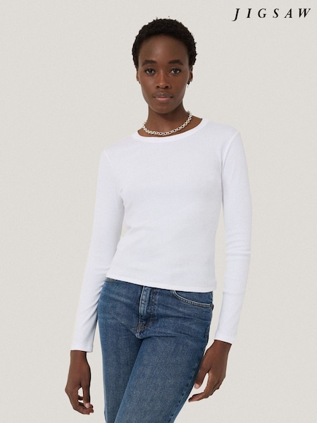 Jigsaw White Long Sleeve Fine Cotton Baby T-Shirt (F64665) | €69