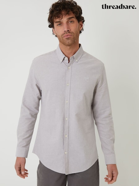 Gri ceață - Cămașă Threadbare Oxford Mânecă lungă (F64728) | 179 LEI