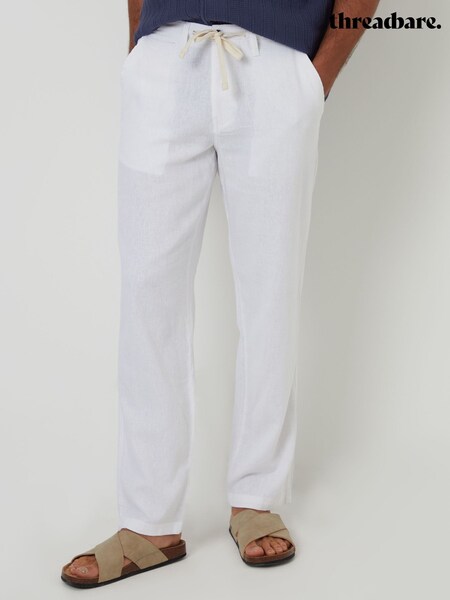 Threadbare White Linen Blend Trousers (F64735) | €46