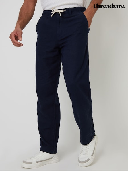 Threadbare Navy Linen Blend Trousers (F64754) | R$ 350
