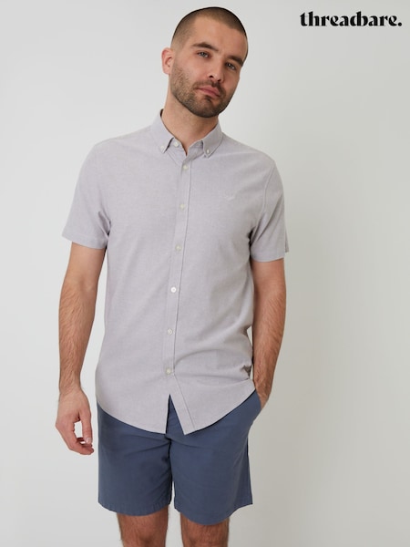 Gri - Cămașă Threadbare Oxford cu mânecă scurtă (F64760) | 164 LEI