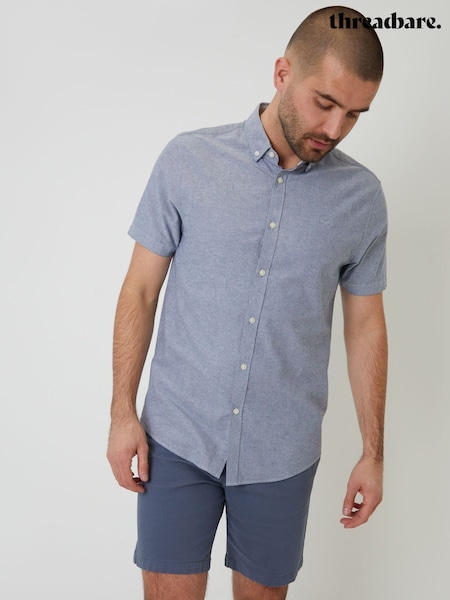 Albastru denim - Cămașă Threadbare Oxford cu mânecă scurtă (F64761) | 164 LEI