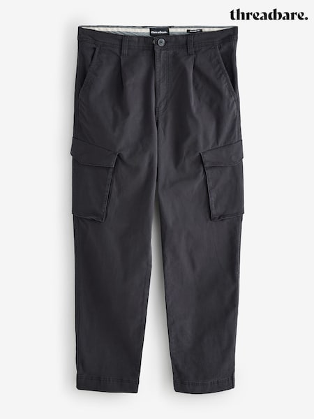 Threadbare Black Relaxed Fit Stretch Cargo Chinos Trousers (F64769) | €40