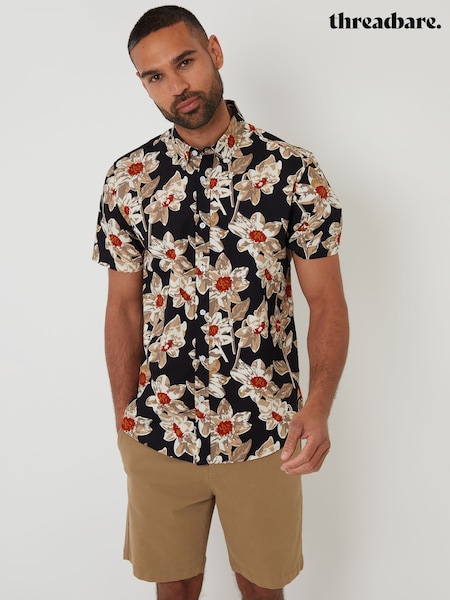 Threadbare Black/chrome Print Short Sleeve Shirt (F64780) | R$ 280