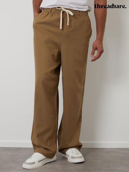 Threadbare Brown Linen Blend Baggy Trousers (F64788) | €42