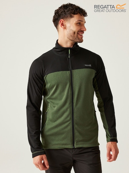 Regatta Green Mens Highton Full Zip Midlayer V-Neck Fleece (F64850) | €50