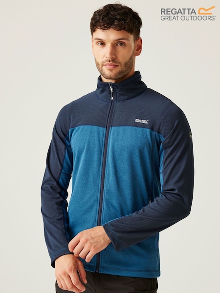 Regatta Blue Chrome Mens Highton Full Zip Midlayer V-Neck Fleece (F64862) | €50