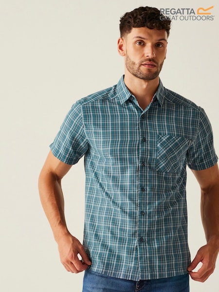 Regatta Blue Chrome Mens Mindano IX Short Sleeve Shirt (F64885) | €32