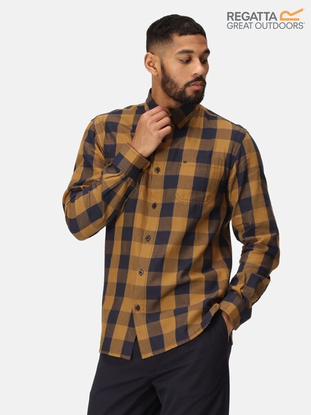 Regatta Blue Mens Lance Long Sleeved Checked Shirt (F64940) | €40