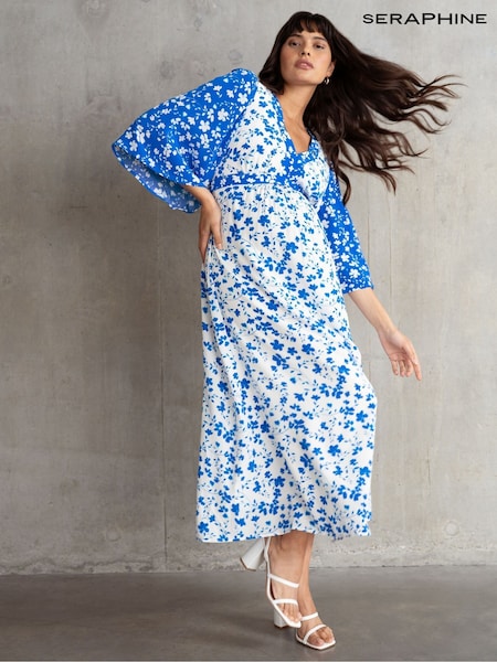 Seraphine Maternity Blue Midi Dress (F65031) | €183