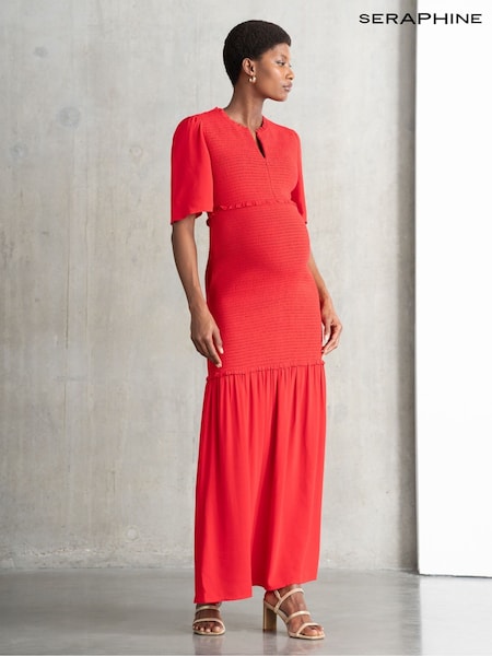 Seraphine Pink Shirred Maternity Maxi Dress (F65040) | €171