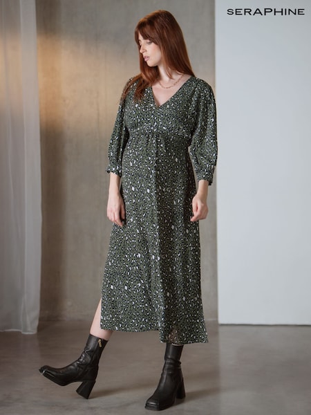 Seraphine Maternity Green Animal Print Dress (F65046) | €95