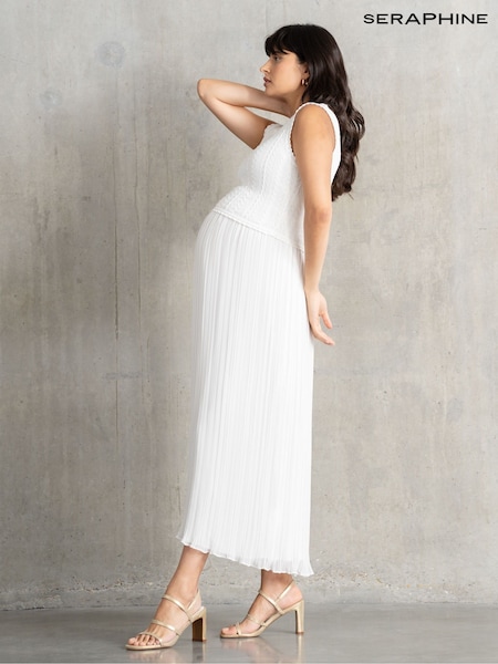 Seraphine Maternity Cream Dress with Topper (F65047) | €164