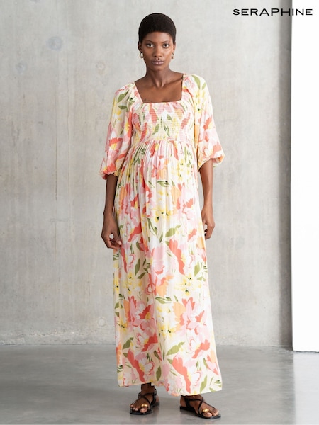 Seraphine Yellow Floral Maternity Dress (F65054) | R$ 740