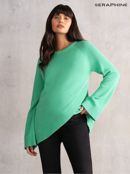Seraphine Maternity Green Crew Neck 100% Cotton Jumper (F65060) | €75