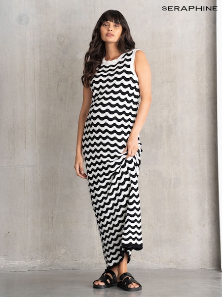 Seraphine Knit Maternity 100% Cotton Black Dress (F65069) | kr1 128