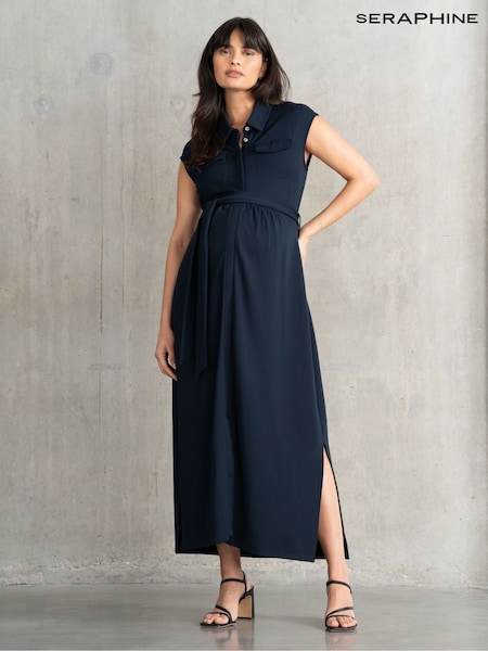 Seraphine Maternity Blue Jersey Shirt Dress (F65078) | €101