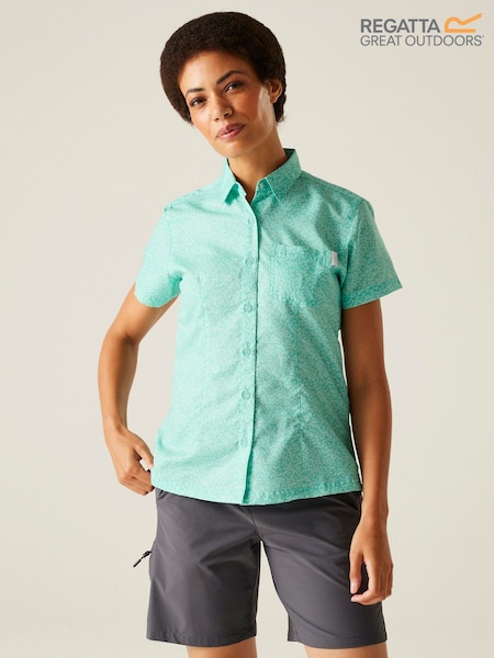Regatta Blue Womens Mindano VIII Short Sleeve Shirt (F65141) | AED146
