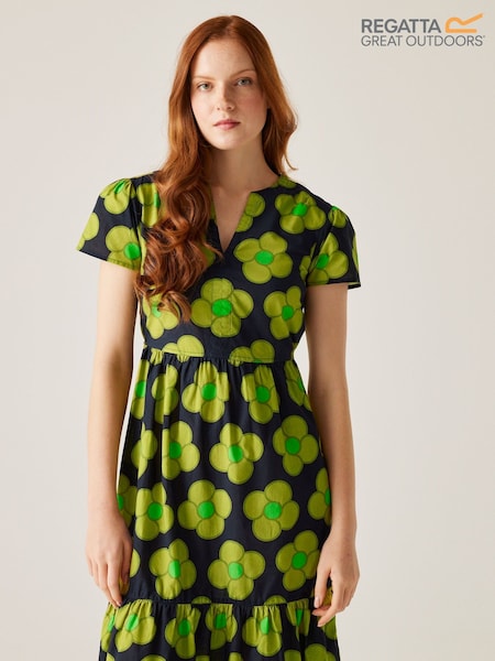Regatta Yellow Womens Orla Kiely Tier Midi 100% Cotton Dress (F65384) | €65