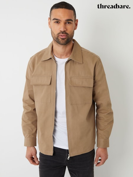 Threadbare Natural 100% Cotton Twill Zip Up Shacket (F65440) | €50