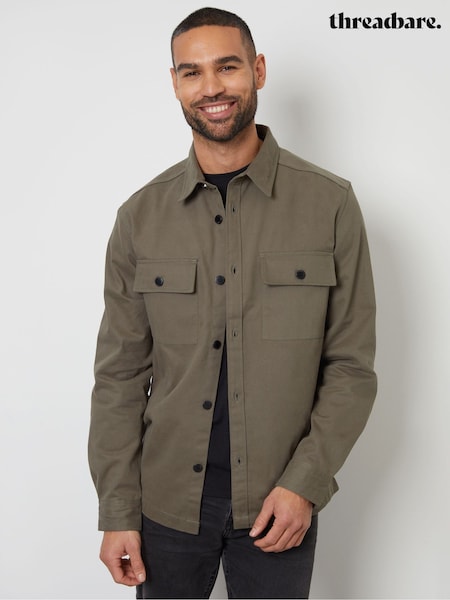 Threadbare Olive Twill Button Up 100% Cotton Shacket (F65446) | €46