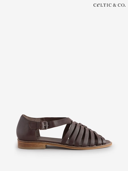Celtic & Co. Woven Peep Toe Brown Sandals (F65450) | 134 €